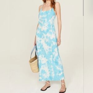 THAKOON Collective Women's Sleeveless Blue Tie Dye Maxi Slip Dress, Size 8